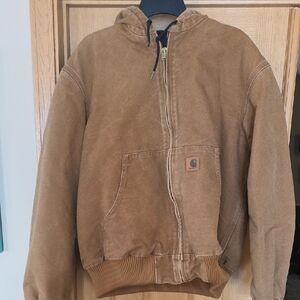 Carhartt Men's Tan Hooded Bomber Jacket